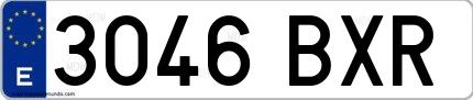 Ejemplo de matrícula española 3046 BXR