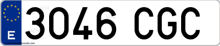 Ejemplo de matrícula de coche ordinaria 3046 CGC