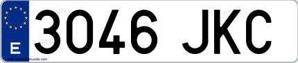 Ejemplo de matrícula española 3046 JKC