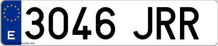 Ejemplo de matrícula de coche ordinaria 3046 JRR
