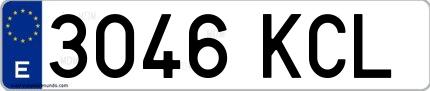 Ejemplo de matrícula española 3046 KCL