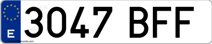 Ejemplo de matrícula de coche ordinaria 3047 BFF