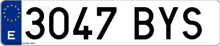 Ejemplo de matrícula de coche ordinaria 3047 BYS