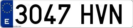 Ejemplo de matrícula española 3047 HVN