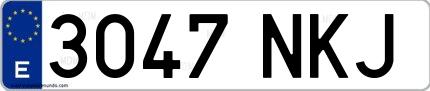 Ejemplo de matrícula española 3047 NKJ