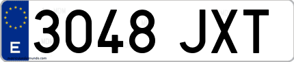 Ejemplo de matrícula de coche ordinaria 3048 JXT