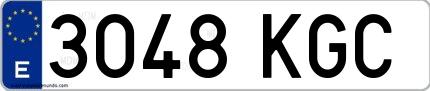 Ejemplo de matrícula española 3048 KGC