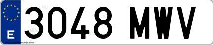 Ejemplo de matrícula española 3048 MWV