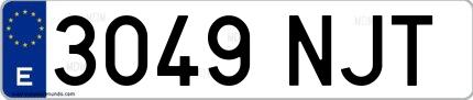 Ejemplo de matrícula española 3049 NJT