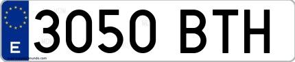 Ejemplo de matrícula española 3050 BTH
