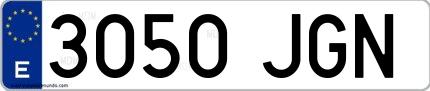 Ejemplo de matrícula española 3050 JGN