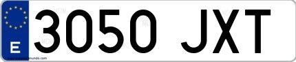 Ejemplo de matrícula española 3050 JXT
