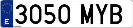 Ejemplo de matrícula española 3050 MYB