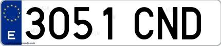 Ejemplo de matrícula española 3051 CND