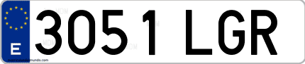 Ejemplo de matrícula de coche ordinaria 3051 LGR