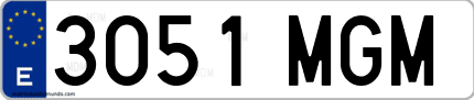 Ejemplo de matrícula de coche ordinaria 3051 MGM