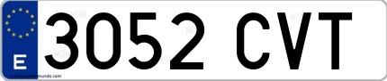 Ejemplo de matrícula española 3052 CVT