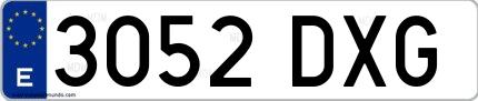 Ejemplo de matrícula española 3052 DXG