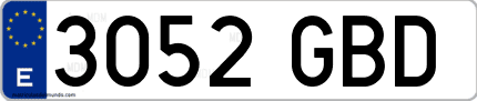 Ejemplo de matrícula de coche ordinaria 3052 GBD