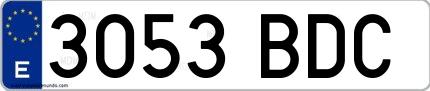 Ejemplo de matrícula española 3053 BDC