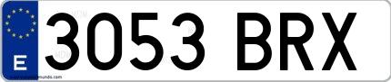 Ejemplo de matrícula española 3053 BRX