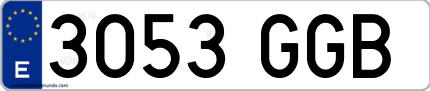 Ejemplo de matrícula de coche ordinaria 3053 GGB