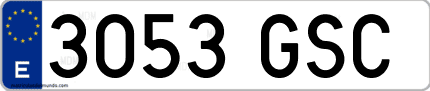 Ejemplo de matrícula de coche ordinaria 3053 GSC