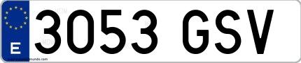 Ejemplo de matrícula española 3053 GSV