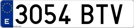 Ejemplo de matrícula española 3054 BTV