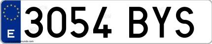 Ejemplo de matrícula española 3054 BYS