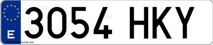 Ejemplo de matrícula española 3054 HKY