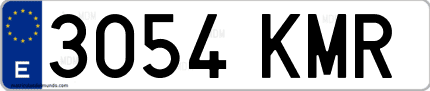 Ejemplo de matrícula de coche ordinaria 3054 KMR