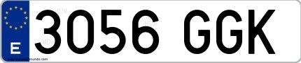 Ejemplo de matrícula española 3056 GGK
