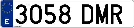 Ejemplo de matrícula española 3058 DMR