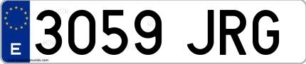 Ejemplo de matrícula española 3059 JRG