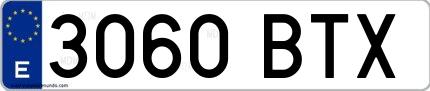 Ejemplo de matrícula española 3060 BTX