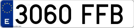 Ejemplo de matrícula de coche ordinaria 3060 FFB