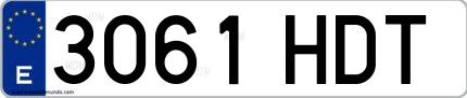 Ejemplo de matrícula española 3061 HDT