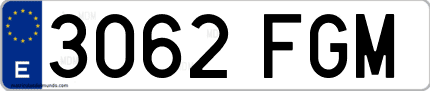 Ejemplo de matrícula de coche ordinaria 3062 FGM