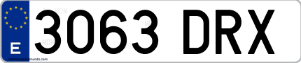 Ejemplo de matrícula de coche ordinaria 3063 DRX