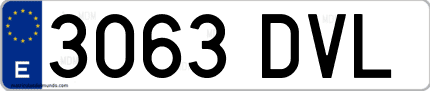 Ejemplo de matrícula de coche ordinaria 3063 DVL