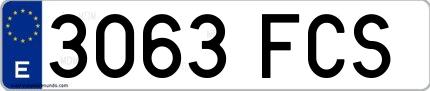 Ejemplo de matrícula española 3063 FCS