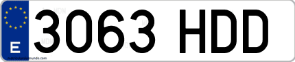 Ejemplo de matrícula de coche ordinaria 3063 HDD