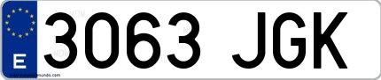 Ejemplo de matrícula española 3063 JGK