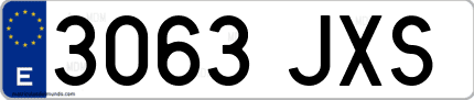 Ejemplo de matrícula de coche ordinaria 3063 JXS