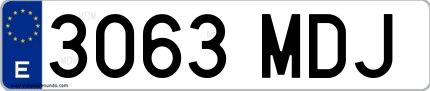 Ejemplo de matrícula española 3063 MDJ