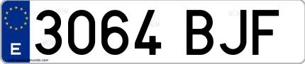 Ejemplo de matrícula española 3064 BJF