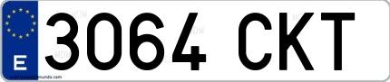 Ejemplo de matrícula española 3064 CKT