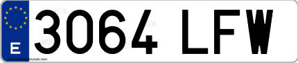 Ejemplo de matrícula de coche ordinaria 3064 LFW