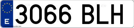 Ejemplo de matrícula de coche ordinaria 3066 BLH